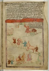 Bomull Claudius B. IV f.38, 1. Mosebok. En historie om en reise, fra 