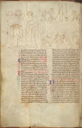 Cotton Nero D. I f.23v Byggingen av Cliffords tårn ved St Albans, fra 