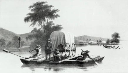 Kryss av Platte Mouth of Deer Creek, fra Exploration and Survey of the Valley of the Great Salt Lake of Utah av Howard Stansbury, publisert 1852