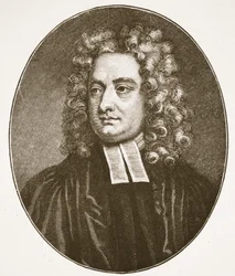 Dean Swift, illustrasjon fra The Church of England: A History for the People av H.D.M. Spence-Jones, pub. ca. 1910 (sepia-bilde)