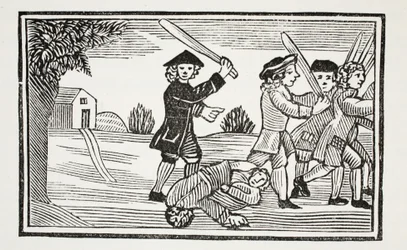 Dr Faustus triks på tjue studenter, illustrasjon fra Chap-books of the Eighteenth Century av John Ashton, pub. 1882