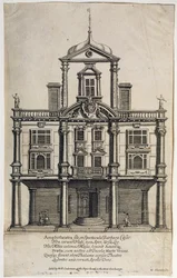 Dukes Theatre, Dorset Gardens, gravert av W. Sherwin (ca. 1645-1711) 1673