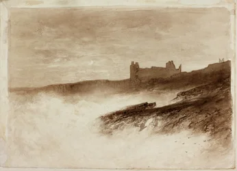 Dunstanburgh Castle (blekk på papir på kort)