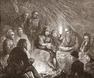 Nederlandske protestanter i skjul, illustrasjon fra The History of Protestantism av James Aitken Wylie (1808-1890), pub. 1878