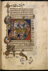 Egerton MS 3277, f.123r, Stor historikk initial 