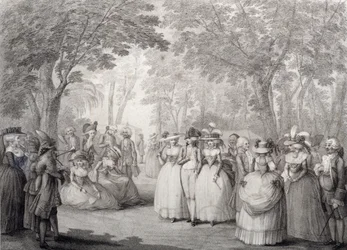 Elegante figurer i Vauxhall Gardens