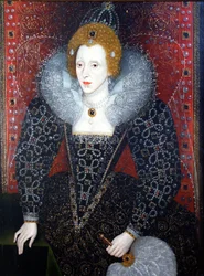 Elizabeth I (1533–1603), ca. 1590 (olje på panel)