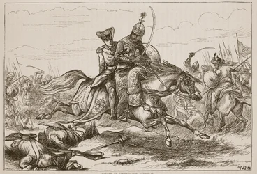 Escape of Lieutenant Goreham, illustrasjon fra Cassells Illustrated History of India av James Grant, pub. 1879