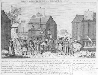Europe in Masquerade, eller den kongelige farsen, av G. Foster, 1747