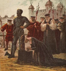 Henrettelse av Lady Jane Grey, pub. 1890 (fargelitografi)