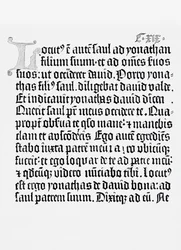 Faksimile av en side fra Bibelen, trykt av Johannes Gutenberg, Mainz, 1456