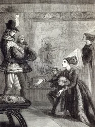 Første møte med Edward IV og Lady Elizabeth Gray, illustrasjon fra 