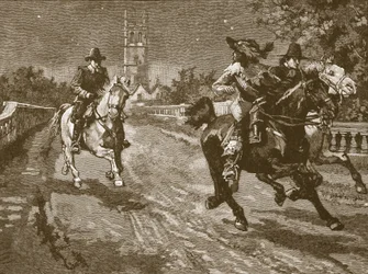 Flight of Charles fra Oxford, illustrasjon fra Cassells Illustrated History of England (sepia-bilde)