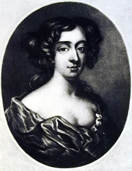 Frances Teresa Stuart (1647-1702) hertuginne av Richmond, illustrasjon fra Portraits of Characters Illustrious in British History gravert av Richard Earlom (1743-1822) og Charles Turner (ca. 1775-1857)