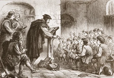 Froments skole ved Molard, illustrasjon fra The History of Protestantism av James Aitken Wylie (1808-1890), pub. 1878