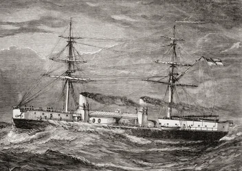 HMS Inflexible, Invincible Class Battlecruiser fra British Royal Navy, illustrasjon fra 