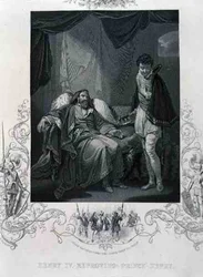 Henry IV som irettesetter prins Henry, fra Henry IV av William Shakespeare (1564-1616) (gravering)