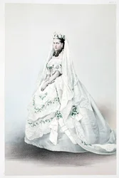Hennes Kongelige Høyhet Prinsesse Alexandra Caroline av Danmark, fra A Memorial of the Marriage of Edward VII and Alexandra of Denmark, pub. 1864