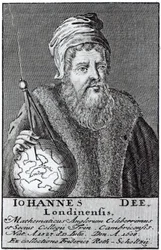 John Dee (1527-1608) en londoner (gravering) (bundw-foto)