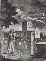 John Dee og Edward Kelly som tilkaller de døde, fra a History of Magic, utgitt sent på 1800-tallet