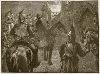 Kidnapping av Duke DEnghien, 1804, illustrasjon fra Cassells Illustrated History of England (sepiafoto)