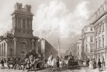 King William Street og St Mary Woolnoth, London, England