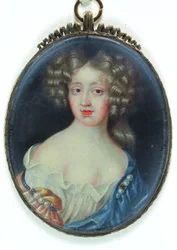Lady Margaret Cavendish, hertuginne av Newcastle (akvarell på elfenben)