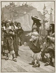 Landing av Charles II ved Dover, 26. mai 1660, illustrasjon fra Cassells Illustrated History of England (sepiafoto)