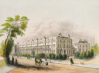 Lansdown Place, Cheltenham, gravert med litografi av M.D. Eichbaum, ca. 1845