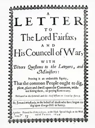 Brev til Lord Fairfax fra Gerrard Winstanley (ca. 1609-60) på vegne av Diggers ved St. George Hill, Surrey, trykt 1649