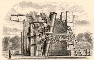 Lord Rosses store reflekterende teleskop, fra A Handbook of Descriptive Astronomy av George F. Chambers, utgitt i Oxford, 1890
