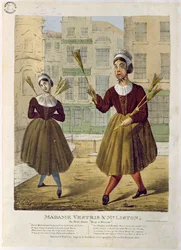 Madame Vestris og Mr Liston i deres Duett Buy a Broom, pub. av Ingrey & Madeley, 1826