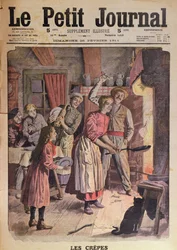 Å lage pannekaker, illustrasjon fra Le Petit Journal, 26. februar 1911