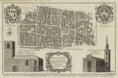 Kart over Bread Street Ward og Cordwainers Ward, London