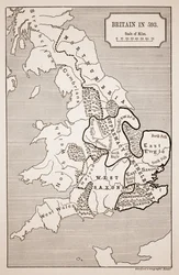 Kart over Storbritannia i 593, trykt av Stanfords Geographical Establishment