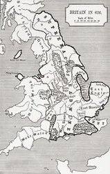 Kart over Storbritannia i 626, fra The Northumbrian Kingdom 588 til 685 i 
