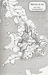 Kart over Storbritannia i 640, fra The Northumbrian Kingdom i 