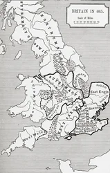 Kart over Storbritannia i 665, fra The Northumbrian Kingdom 588 til 685 i 