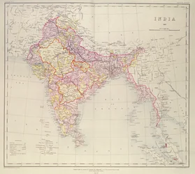 Kart over India, publisert under ledelse av oberst H.R. Thuillier, R.E., Indias landmåler, 1882