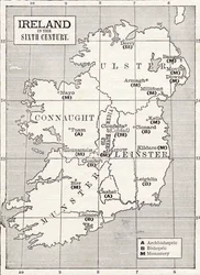 Kart over Irland i det sjette århundre, fra boken 