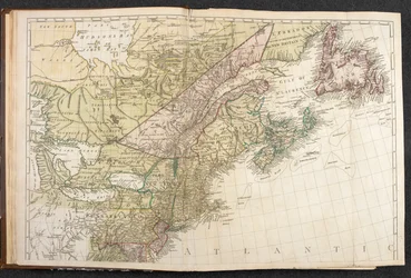 Kart over Nord-Amerika, detalj av østkysten av USA og Canada, fra 