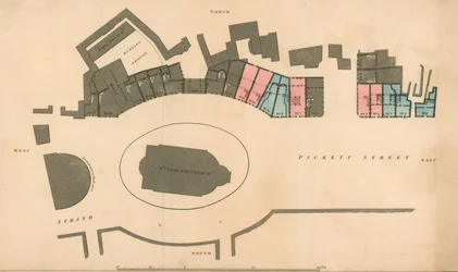 Kart over Pickett Street og The Strand, London