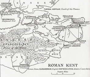 Kart over Roman Kent, England, fra 