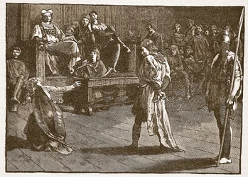 Meeting of the Shire-Moot, ca. 835, illustrasjon fra Cassells Illustrated History of England (sepiafoto)