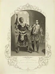 Mr GV Brooke som Othello og James Bennett som Iago, Act III Scene 3, i Othello av William Shakespeare (1564-1616)