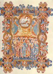 Ms 274 (Y-6) fol.158 The Multititude som tilber Lammet, fra Missal of Robert of Jumieges, ca. 1016