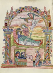Ms 274 (Y-6) fol.32v Nativity, fra Missal of Robert of Jumieges, c.1016