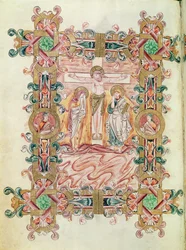 Ms 274 (Y-6) fol.71v The Crucifixion, fra Missal of Robert of Jumieges, c.1016