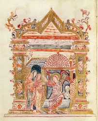 Ms 274 (Y-6) fol.72v The Holy Women at the Tomb, fra Missal of Robert of Jumieges, ca. 1016