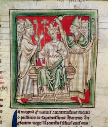 Ms 6712 (A.6.89) fol.141r Richard I (1157-99) miniatyr fra Flores Historiarum, av Matthew Paris, 1250-52